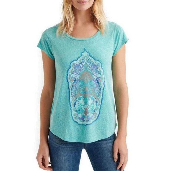 Lucky Brand Tops - Lucky Brand Women’s Teal Graphic Tee- Size Extra Small